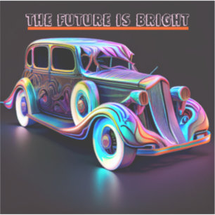 COLORFUL VINTAGE BIL: "FRAMTIDEN ÄR BRIGHT"-Offert Klistermärken