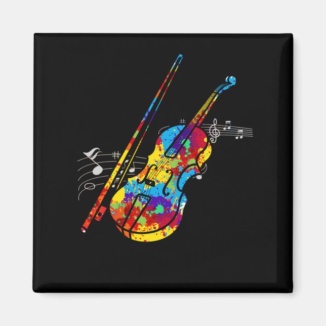 Colorful Violin Player String Instrument Musician Magnet (Framsidan)