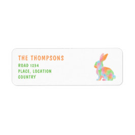 Colorful Watercolor Bunny Shape Cute Easter Returadress Etikett