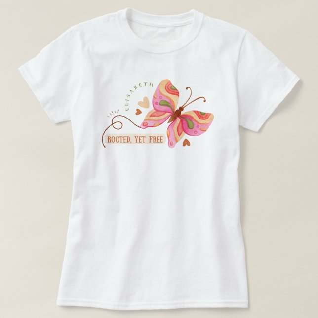 Colorful Watercolor butterfly motivational boho  T Shirt (Design framsida)
