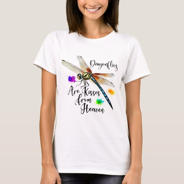 COLORFUL WATERCOLOR DRAGONFLY & INSPIRATION T SHIRT (Framsida)