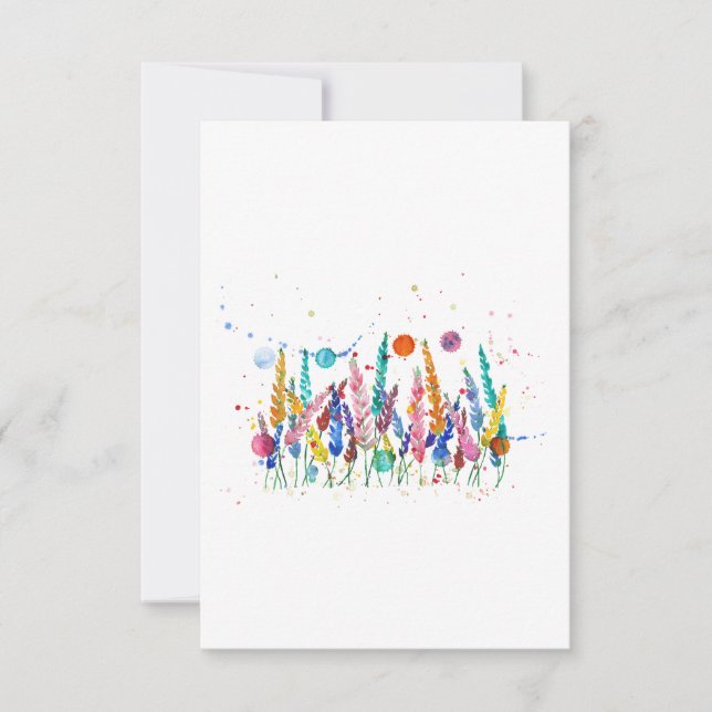 Colorful Watercolor Flowers Inbjudningar (Framsida)