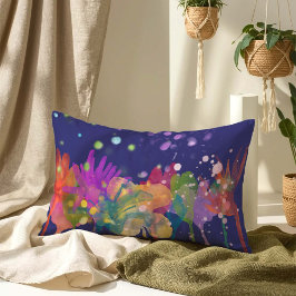 Colorful Watercolor Flowers on Blue Lumbarkudde