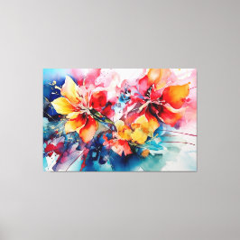 Colorful Watercolor Flowers Vibrant Art Canvastryck