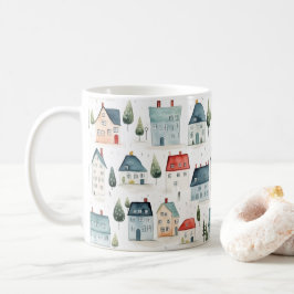 Colorful Watercolor Houseuppvärmning Kaffemugg