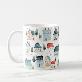Colorful Watercolor Houseuppvärmning Kaffemugg