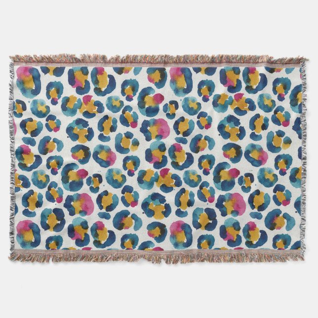 Colorful Watercolor Leopard Print Pattern Filt (Framsidan)