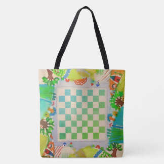 Colorful Watercolor Playable Gameboard Tote Tygkasse