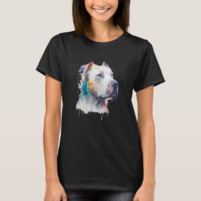Colorful Watercolor splash Dogo argentino T Shirt (Framsida)