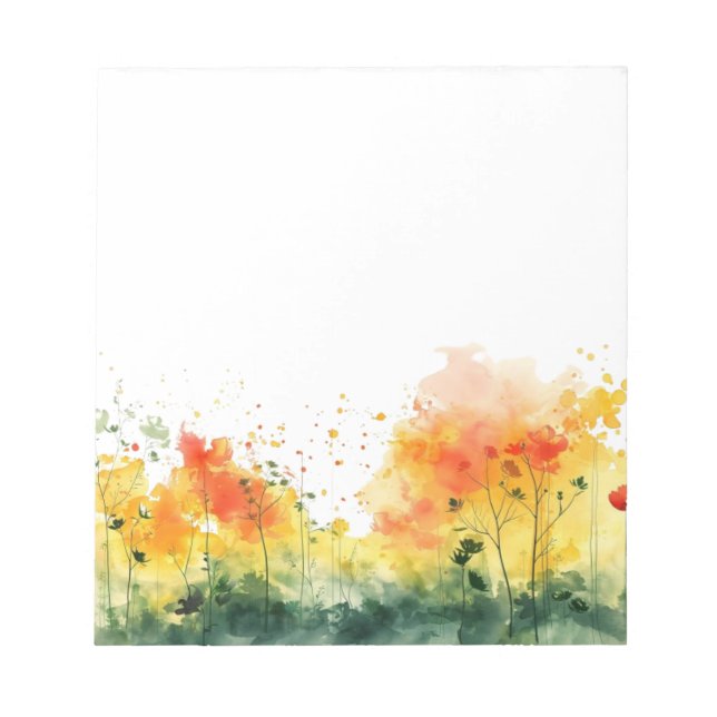 Colorful Watercolor Spring Blooms Floral Notepad Anteckningsblock (Framsida)