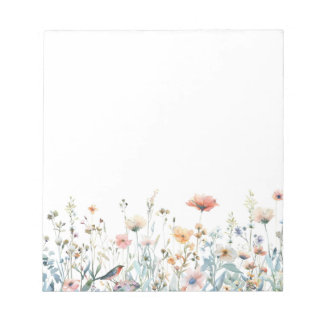 Colorful Watercolor Spring Blooms Floral Notepad Anteckningsblock