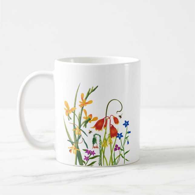 Colorful Watercolor Wildblomma Summer Kaffemugg (Vänster)