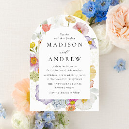 Colorful Watercolor Wildflower Arch Wedding Inbjudningar