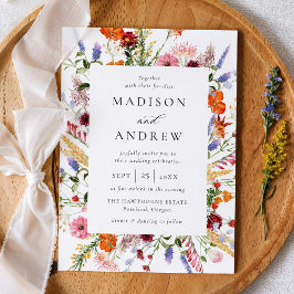 Colorful Watercolor Wildflower Wedding Inbjudningar
