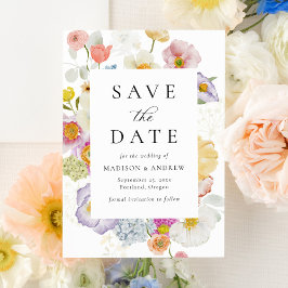 Colorful Watercolor Wildflower Wedding Spara Datumet