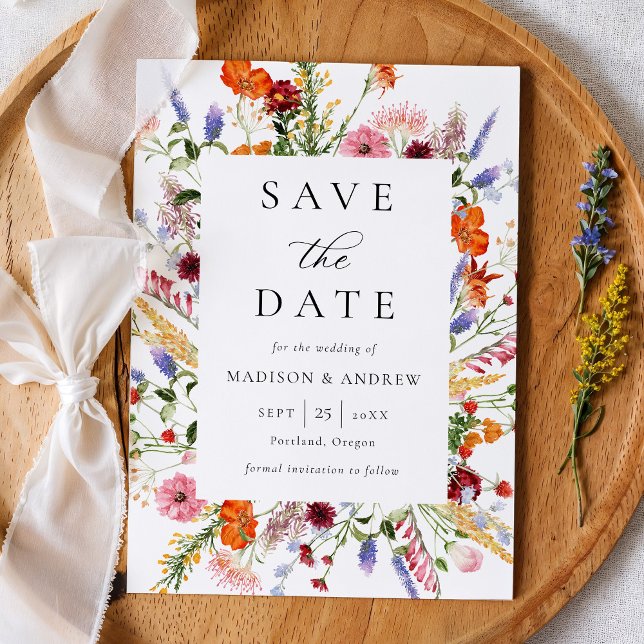 Colorful Watercolor Wildflowers Wedding Spara Datumet (Skapare uppladdad)