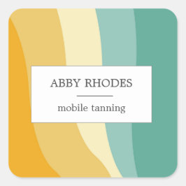 Colorful wave lines personalized fyrkantigt klistermärke