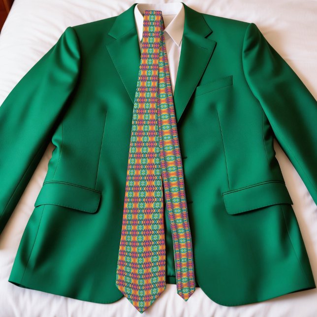 Colorful Waves And Diamonds Slips (Hand‑drawn diamonds, bold colors, and a retro twist. This tie is anything but ordinary.)