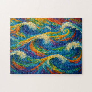 Colorful Waves Texture Painting Pussel