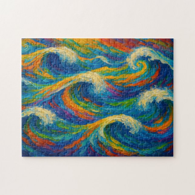 Colorful Waves Texture Painting Pussel (Horisontell)