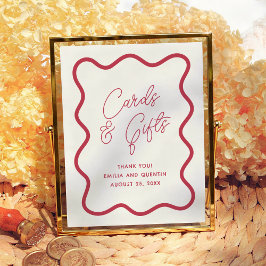Colorful Wavy Retro Wedding Cards & Gifts Sign Poster