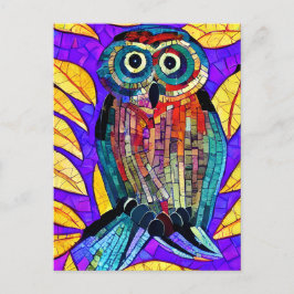 Colorful Whimsical Mosaic Uggla Art Vykort