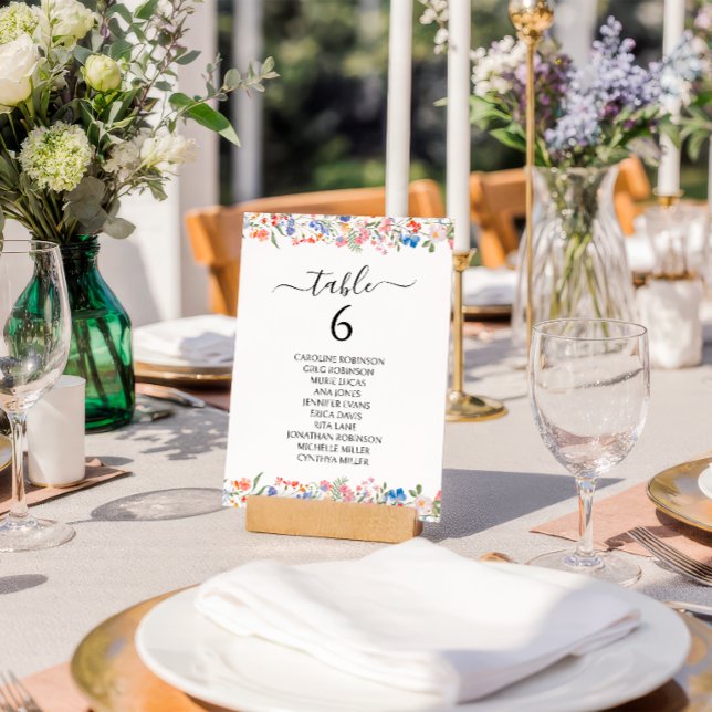 Colorful Whimsical Wildflower Wedding Table Number Inbjudningar (Skapare uppladdad)
