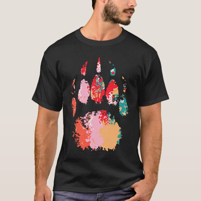 Colorful Wild Animal Paw Wilderness Wildlife Natur T Shirt (Framsida)