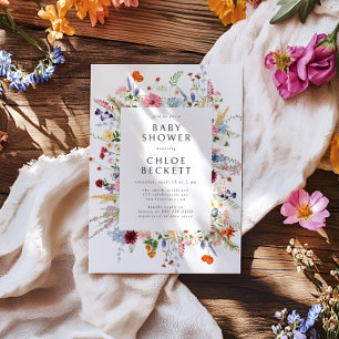 Colorful WildblomBaby Shower Inbjudningar