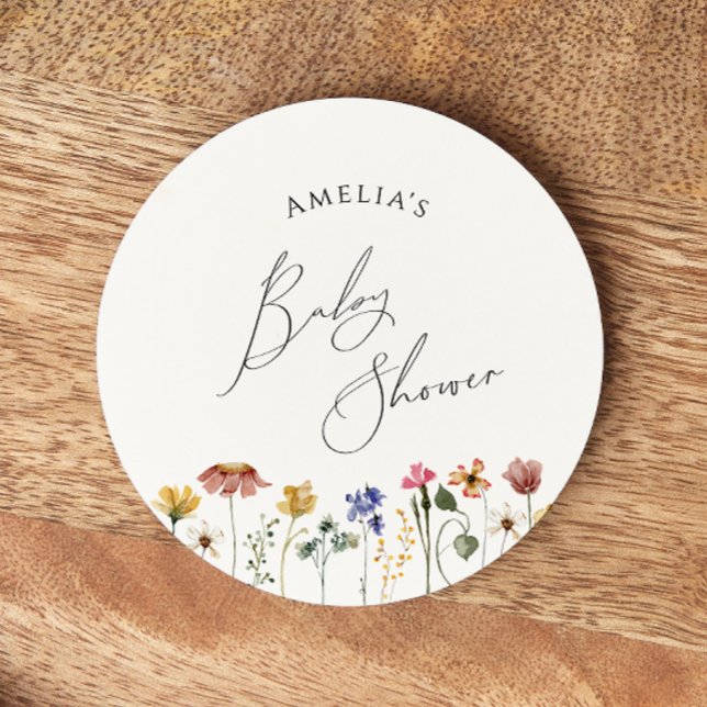 Colorful WildblomBaby Shower Underlägg Papper Rund (Skapare uppladdad)