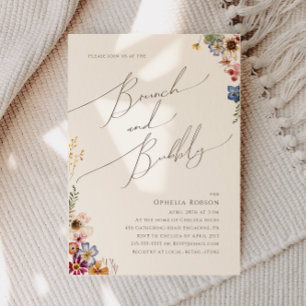 Colorful WildblomBeige Garden Brunch och BubLY Inbjudningar