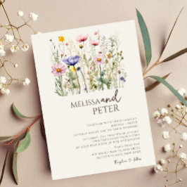 Colorful WildblomBeige Monogram Photo Bröllop Inbjudningar