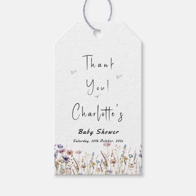 Colorful WildblomBoho Baby Shower Presentetikett (Framsidan)