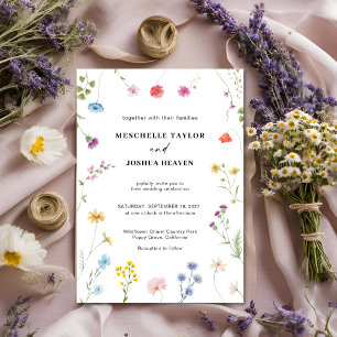 Colorful WildblomBoho Monogram Photo Bröllop Inbjudningar
