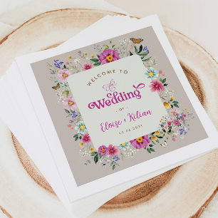 Colorful WildblomButterfly Garden Wedding Pappersservett