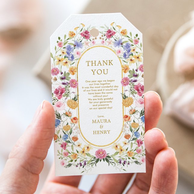 Colorful WildblomGarden Wedding Party favors Presentetikett (Skapare uppladdad)