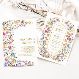 Colorful WildblomGarden Wedding Party Inbjudningar
