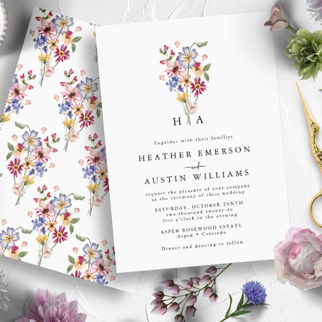 Colorful Wildblomma Bröllop Inbjudningar (Colorful Wildflower Wedding Invitation
)