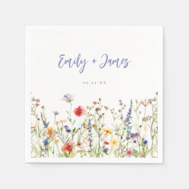 Colorful Wildblomma Bröllop Pappersservett