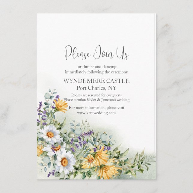 Colorful Wildblomma Bröllop Tilläggskort (Framsida)