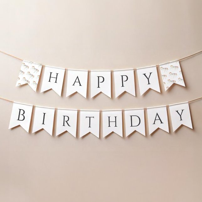 Colorful Wildblomma Grattis på födelsedagen Big Vimplar (Skapare uppladdad)