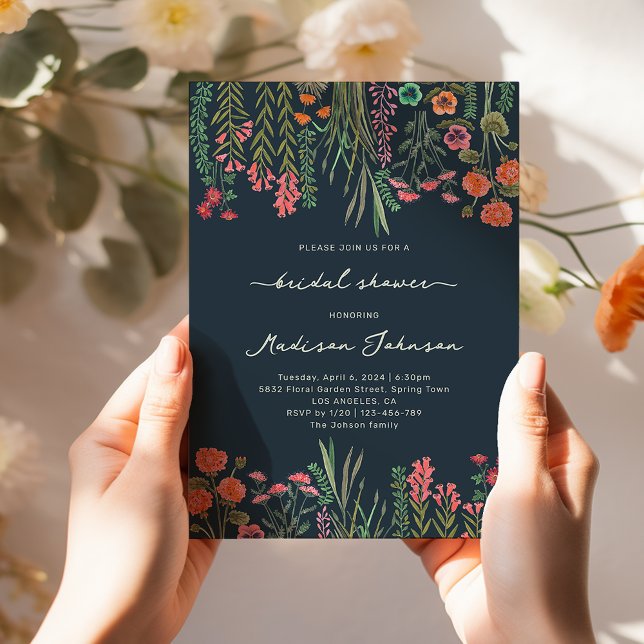 Colorful Wildblomma Inbjudningskort för möhippan (Colorful Wildflower Bridal Shower Invitation)