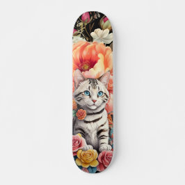 Colorful Wildblomma & Kitten Mönster Skateboard
