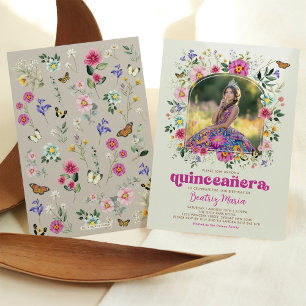 Colorful Wildblomma Quinceañera 15:e födelsedagen Inbjudningar