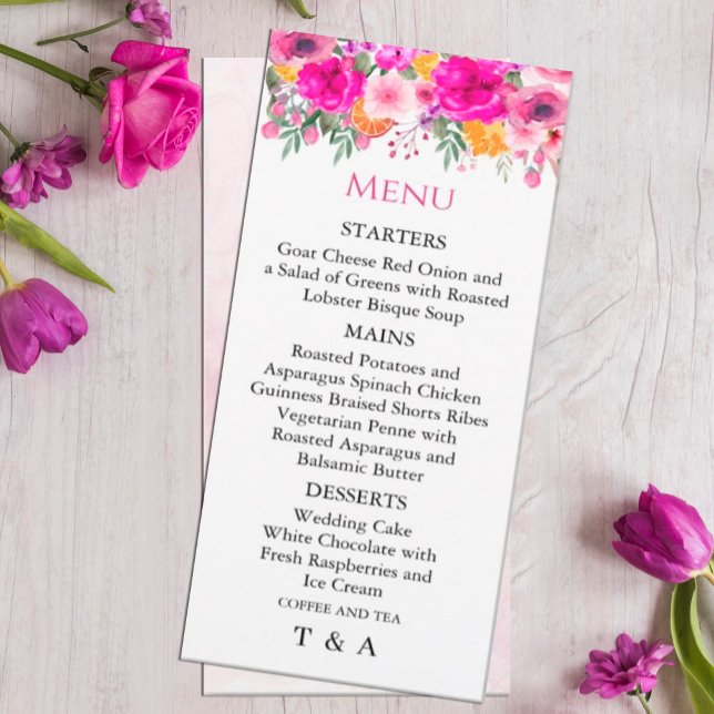 Colorful Wildblomma Vår Menu Inbjudningar (perfect for spring and summer #botanical  #elegant #boho #bohemian)