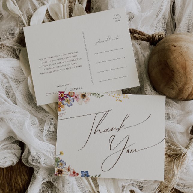 Colorful WildblommBeige Garden Wedding Tack Vykort (Skapare uppladdad)