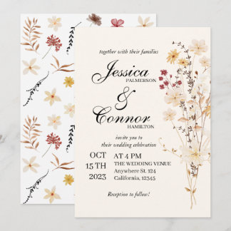 Colorful Wildblommboho Bröllop Inbjudningar
