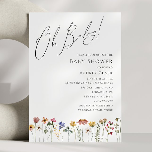 Colorful Wildblomme Baby Shower Oh Baby! Inbjudningar (Skapare uppladdad)
