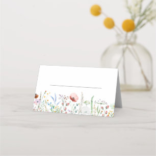 Colorful Wildblomme Meadow Bröllop Placeringskort