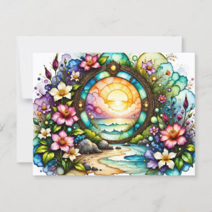 Colorful Wildblomme Ocean Portal Vykort